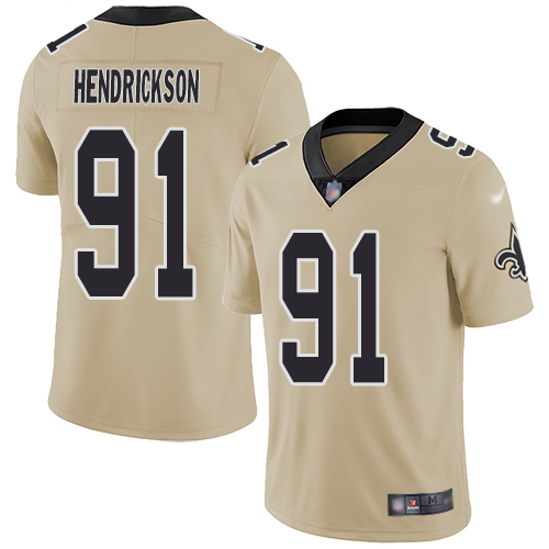 Men New Orleans Saints Limited Gold Trey Hendrickson Jersey NFL Football #91 Inverted Legend Jersey->new orleans saints->NFL Jersey